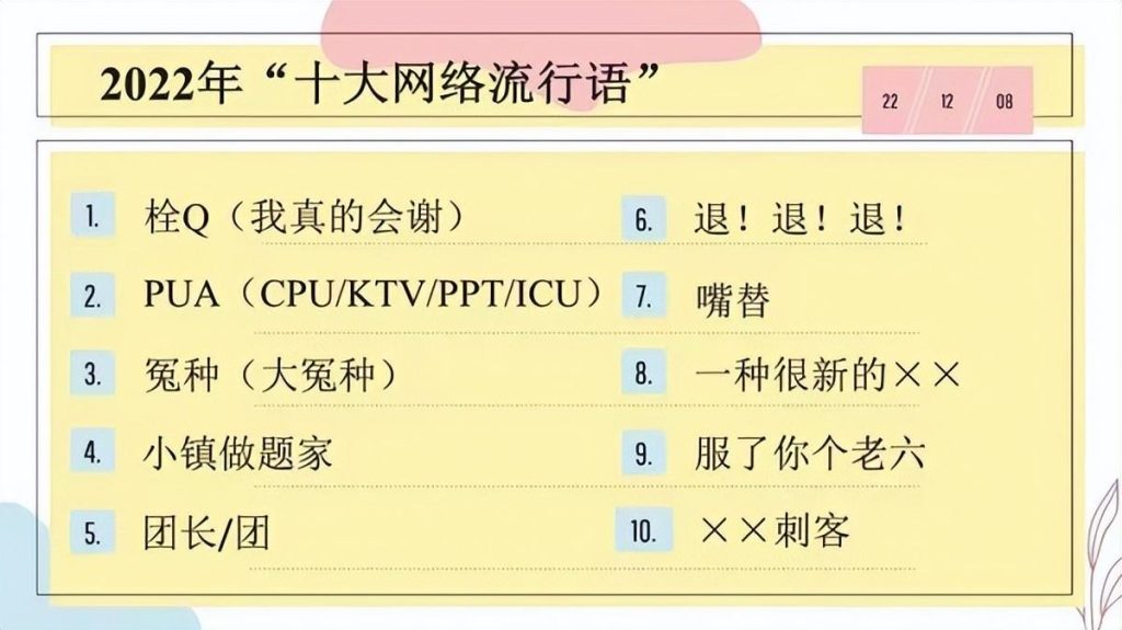 2022年十大网络流行语发布（2022十大网络流行语最新解释）